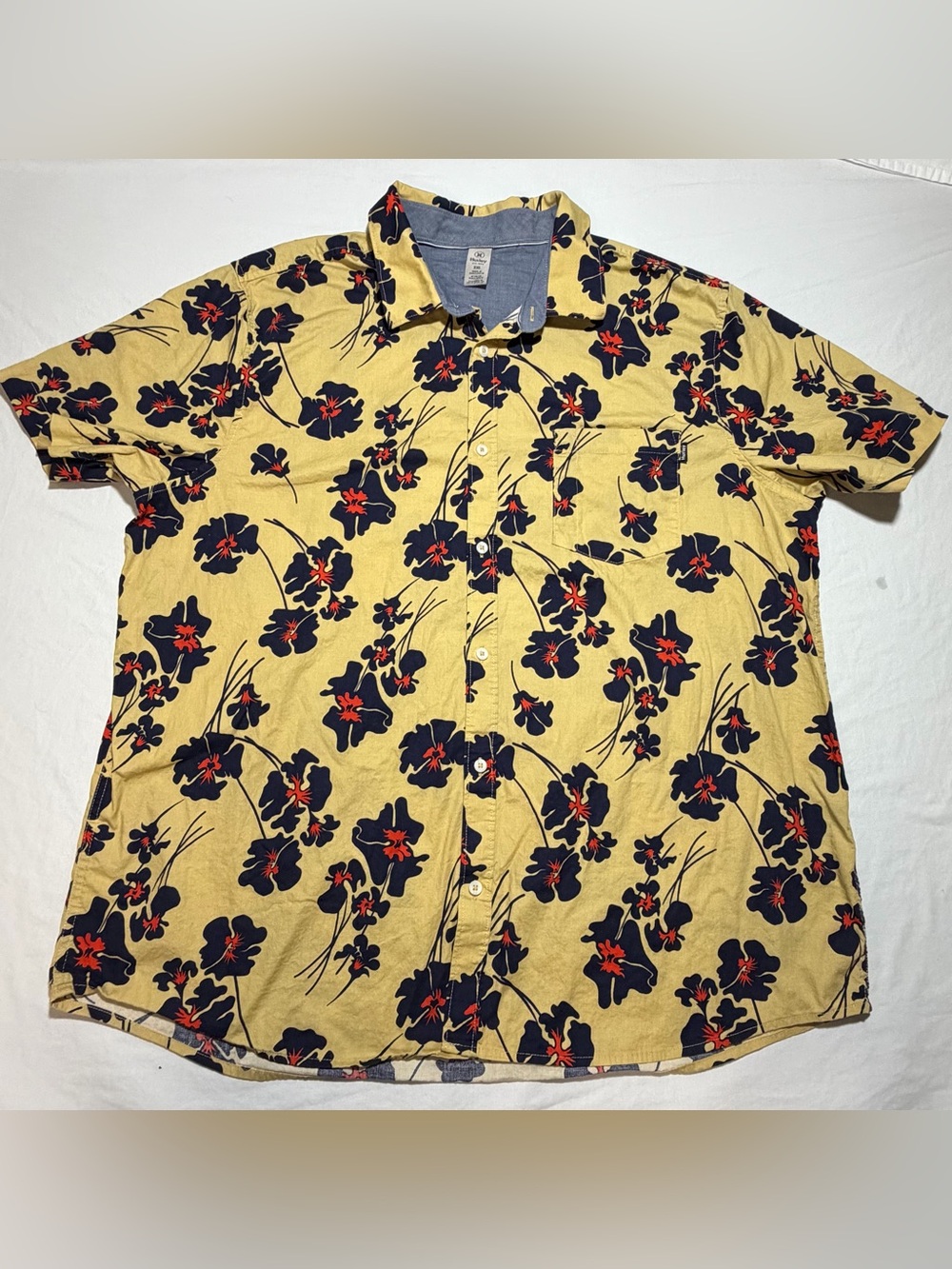 Hurley Yellow Floral Short Sleeve Button-Up Shirt